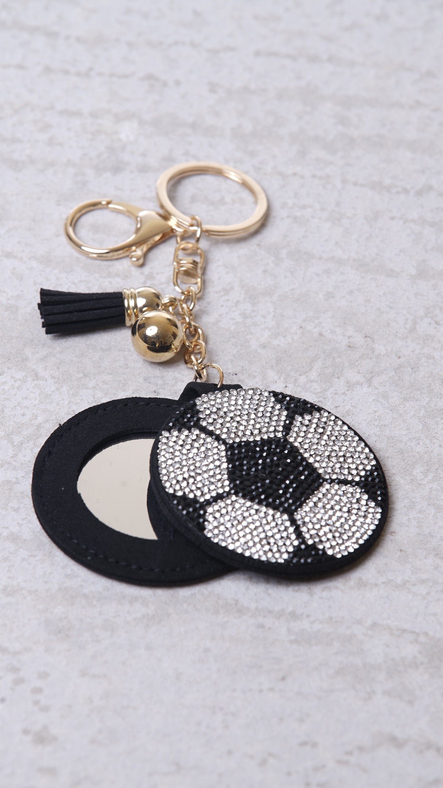 Rhinestone Soccer Keychain w/ Mirror