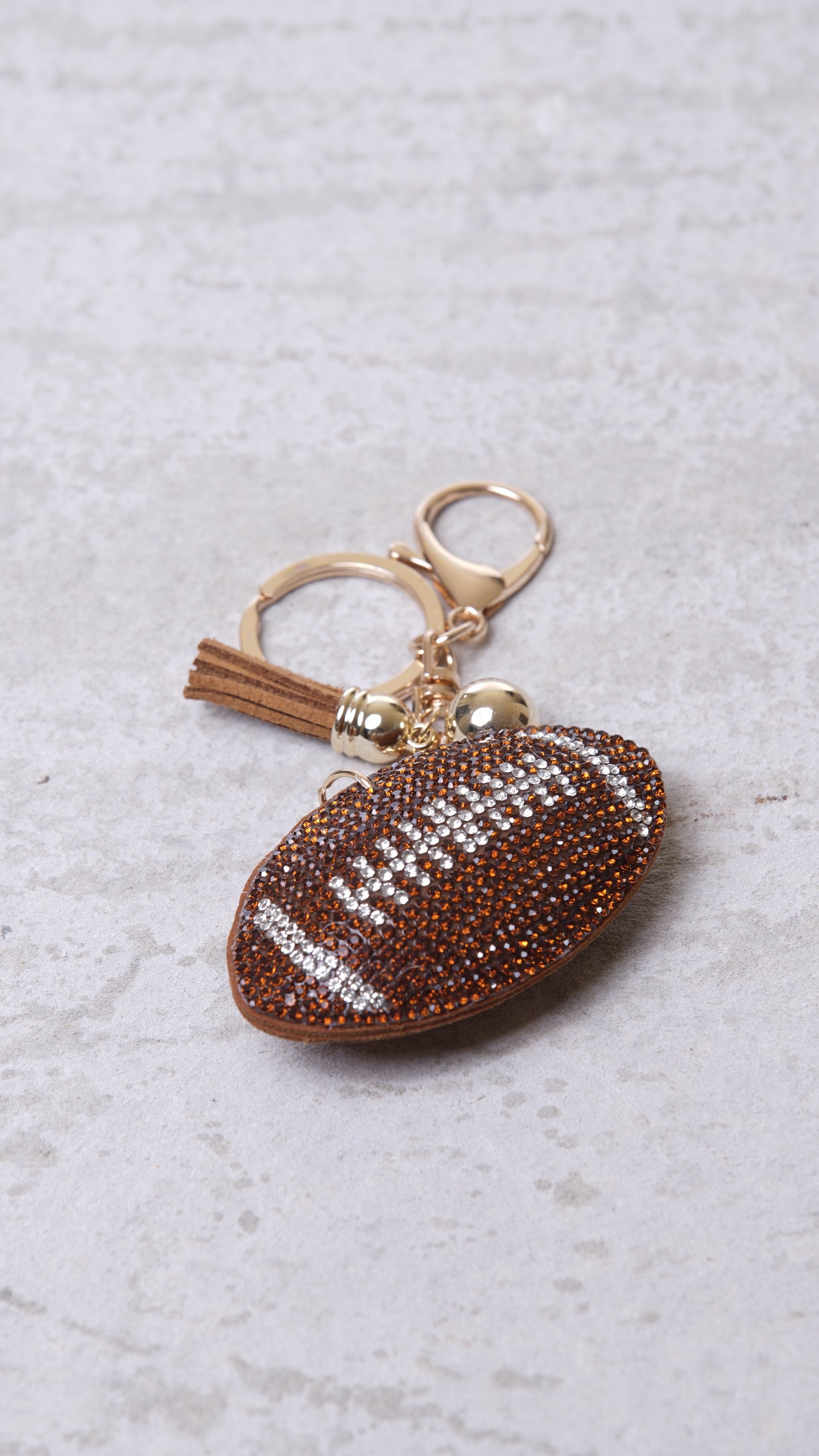 Rhinestone Football Keychain